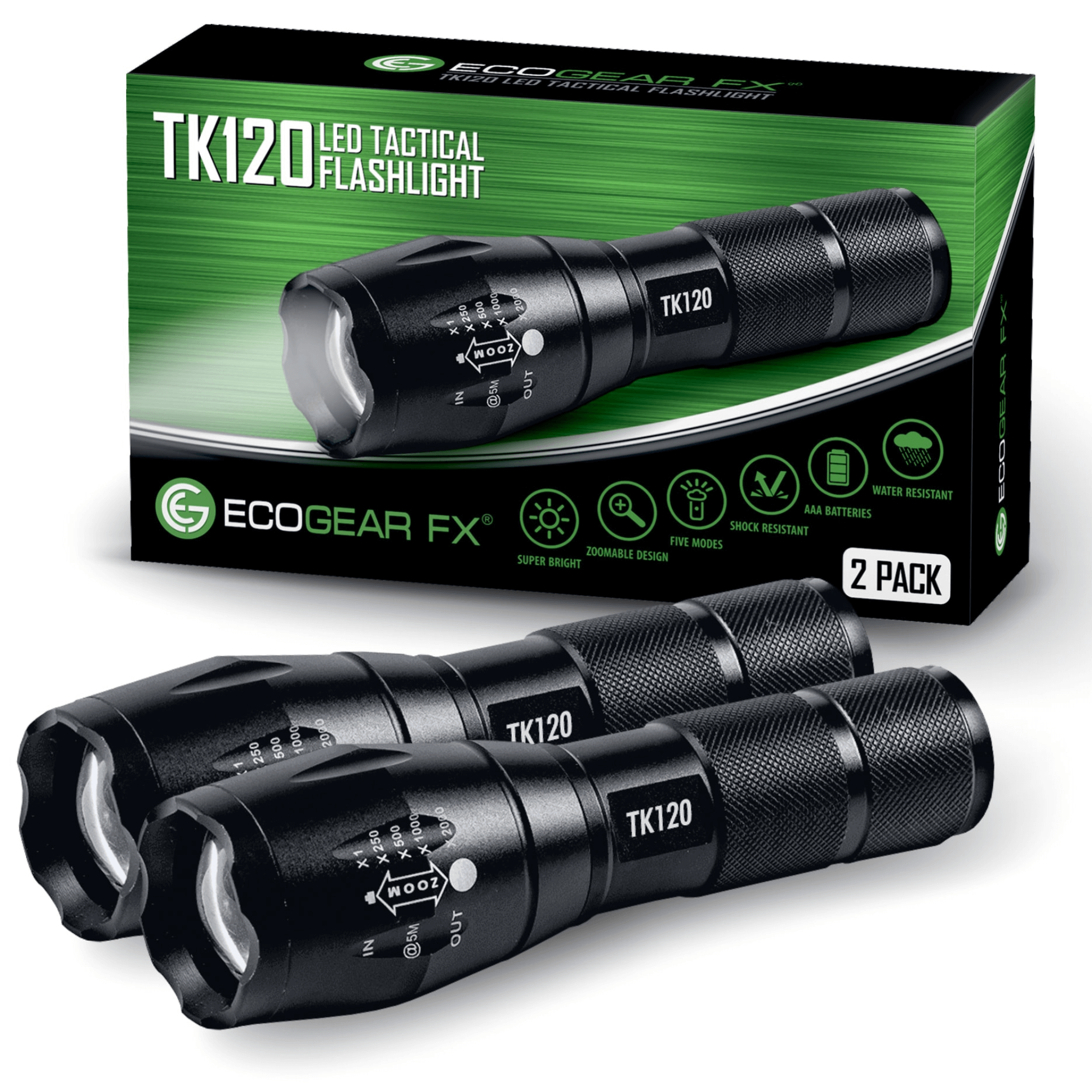 EcoGear FX TK120 LED flashlight 2-pack, image 1