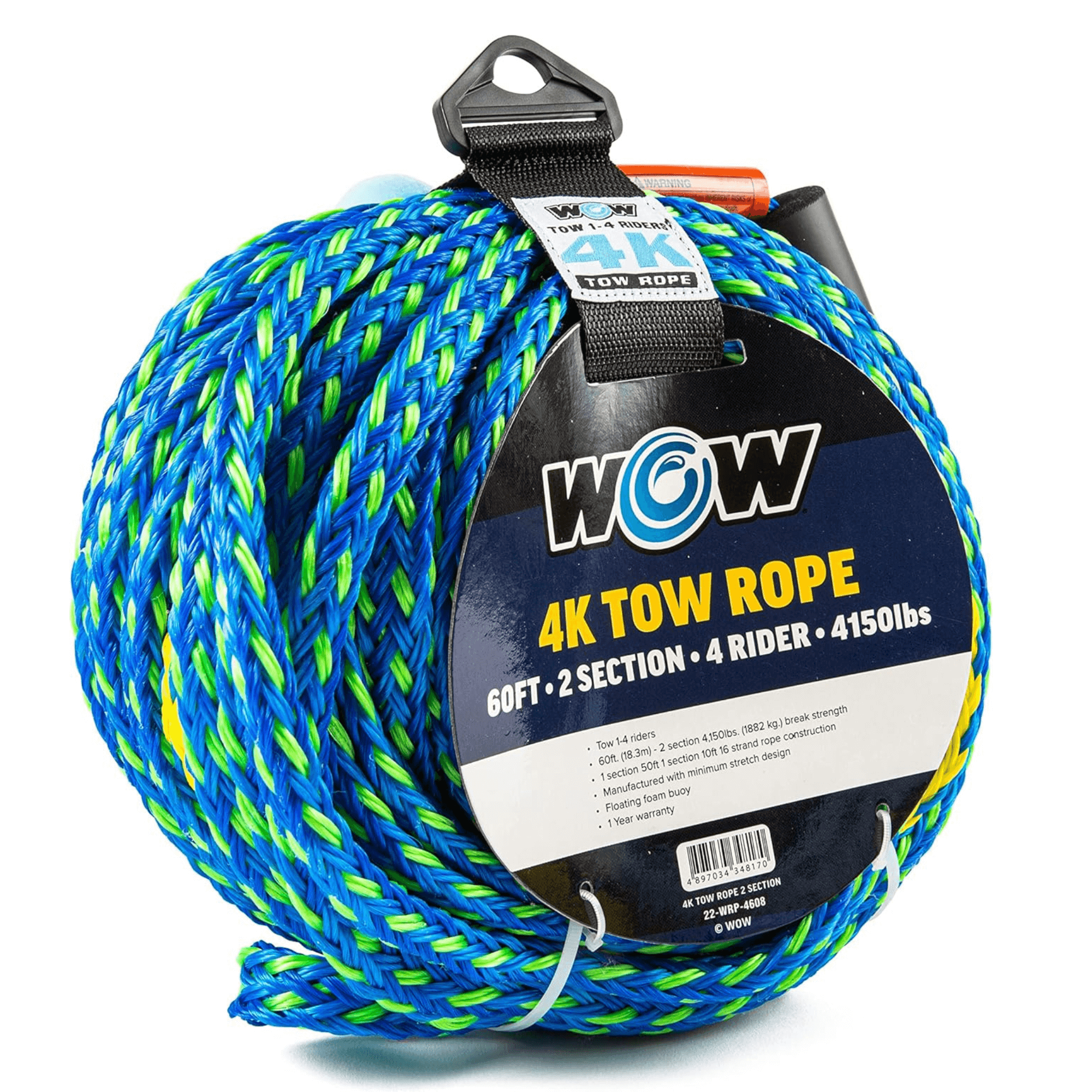 WOW Watersports 60ft 4-Rider 4K Tow Rope with 2 Sections-2
