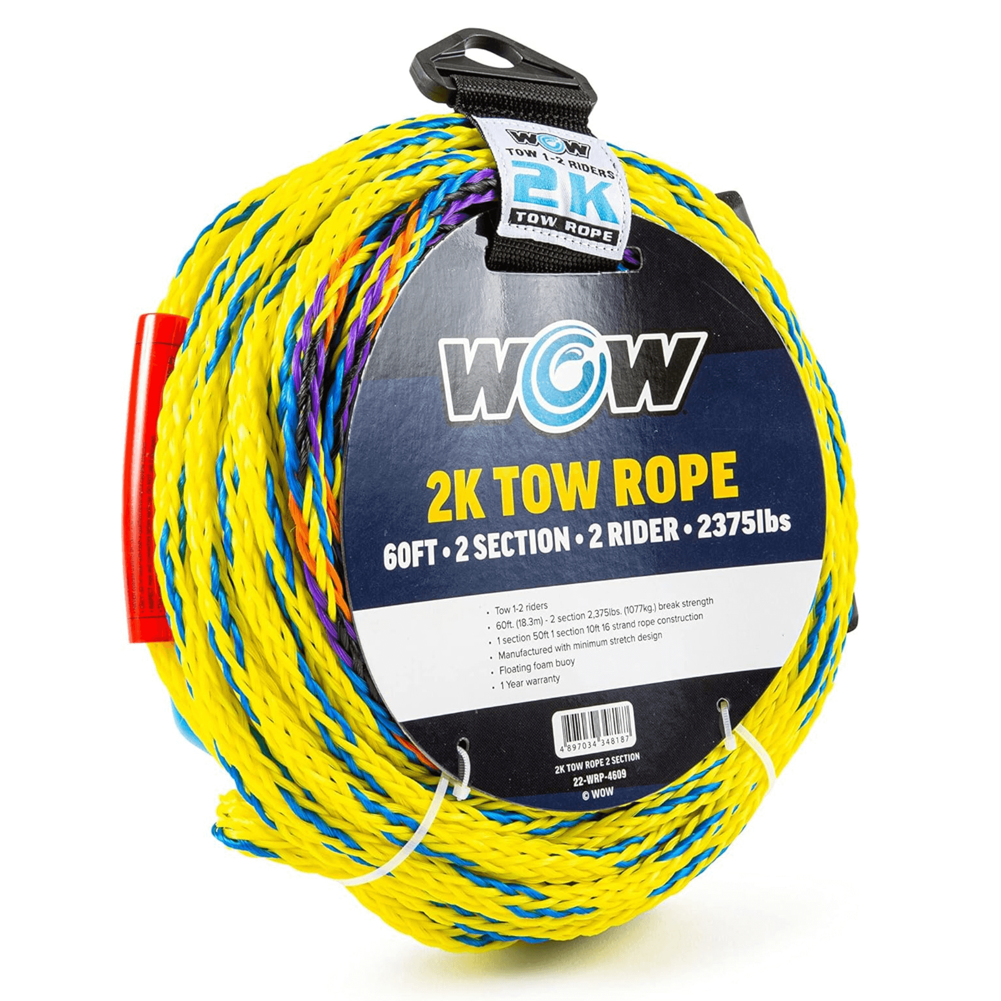 WOW Watersports 60ft 2-Rider 2K Tow Rope with 2 Sections-2
