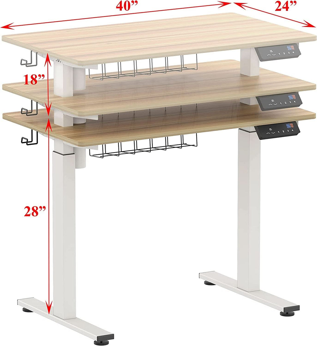 Oak Electric Height Adjustable Standing Desk 40x24
