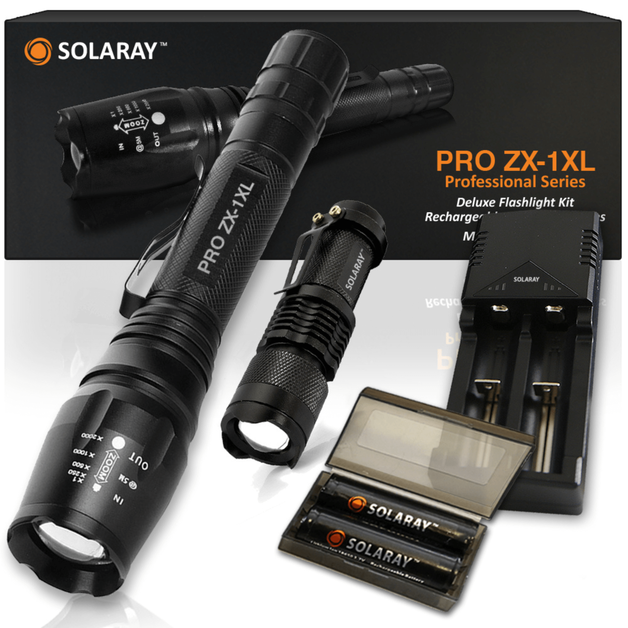 Solaray ZX-1XL 18650 LED flashlight kit, image 1