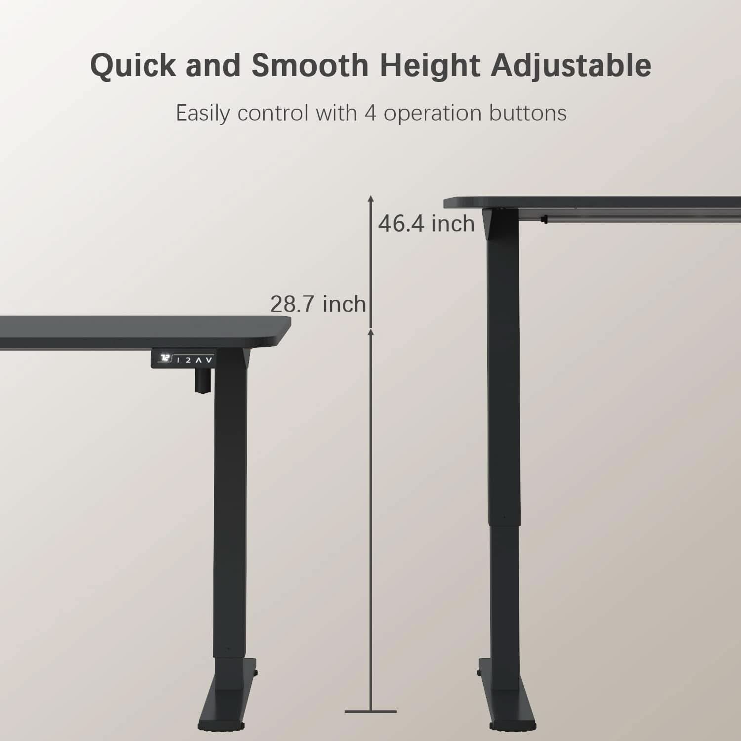 Electric Height Adjustable Standing Desk 55 X 24 Inches